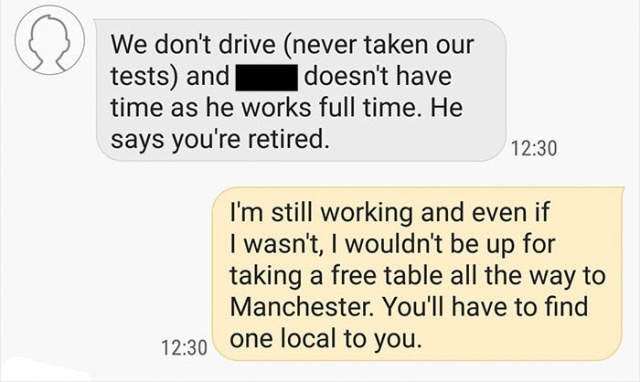 Man Offering Free Table and Chairs Almost Instantly Regrets It (10 pics)