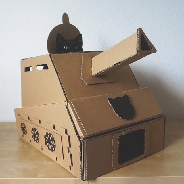 Cats In Cardboard Tanks (21 pics)