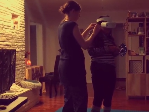 Girl Playing VR Game Runs Into A Wall