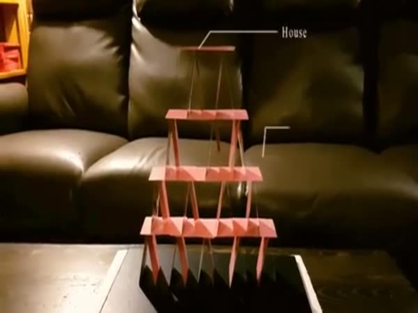Laser Knocks Over House Of Cards