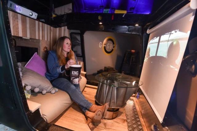 Woman Converts Helicopter Into Home Cinema (8 pics)