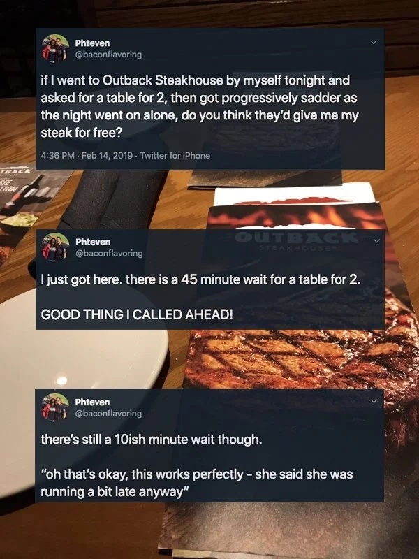 Guy Was Trying To Scam A Free Steak (11 pics)