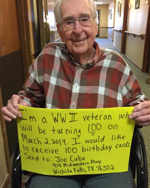 World War II Veteran Asks For 100 Birthday Cards (4 pics)