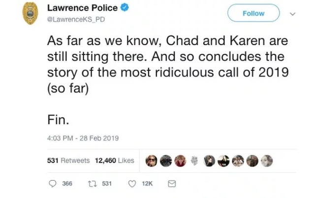 The Lawrence Police Department, and the saga of “Karen” and “Chad” (13 pics)