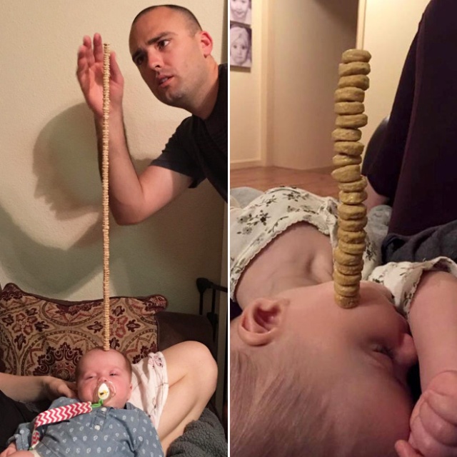 Dumb Viral Trend: Stacking Cheerios On Babies (20 pics)