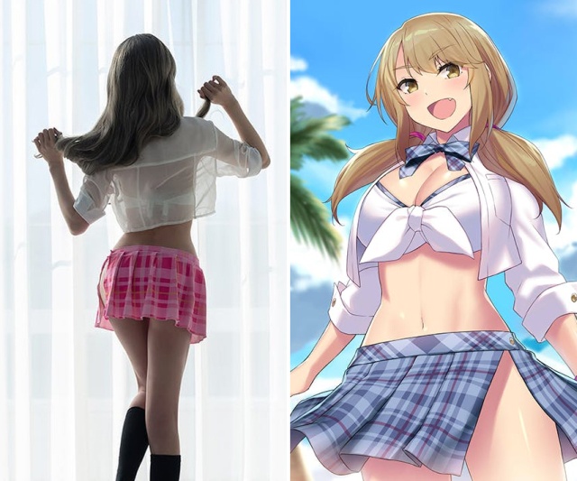 Japanese High School Girl Uniform Swimsuit Cosplay (13 pics)
