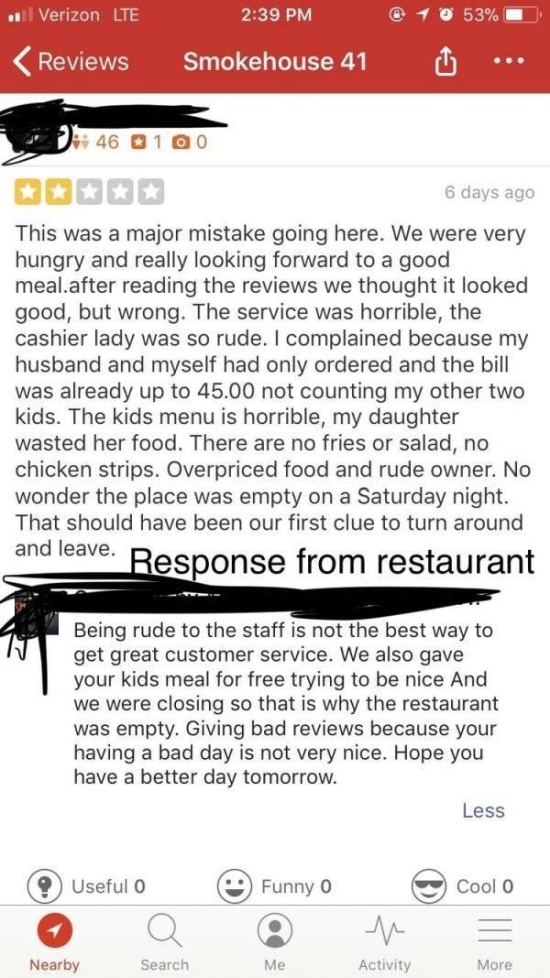 Restaurants Reply To Bad Reviews (20 pics)