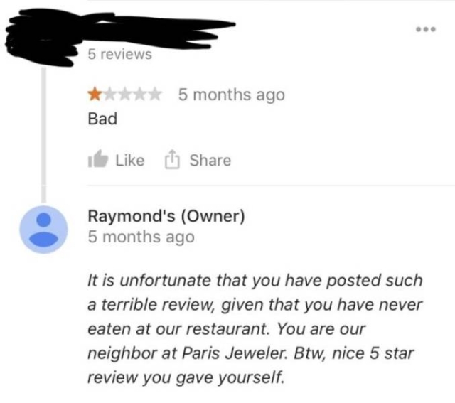 Restaurants Reply To Bad Reviews (20 pics)
