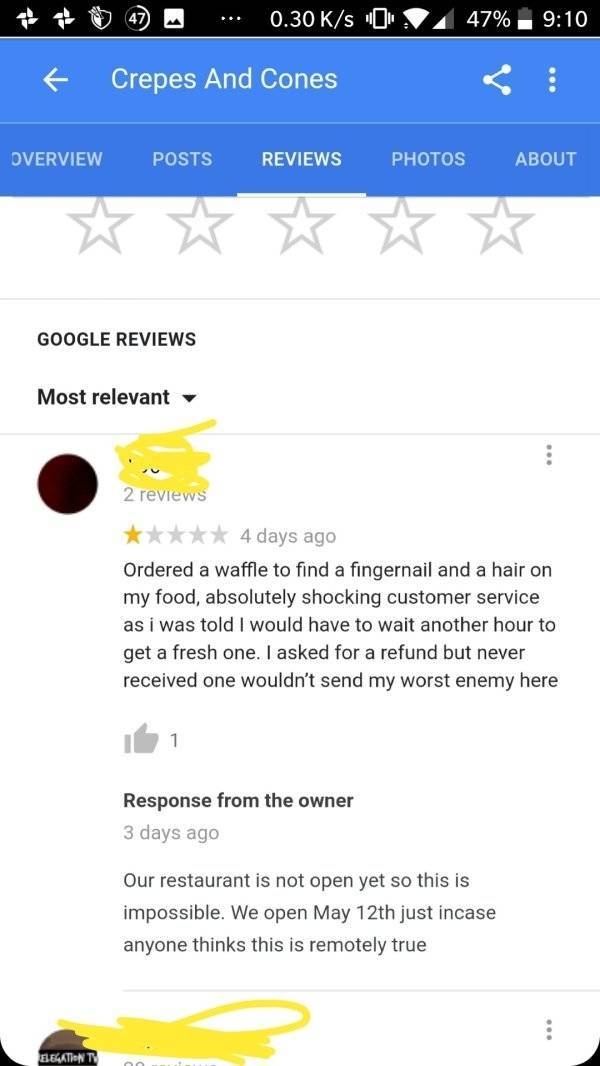 Restaurants Reply To Bad Reviews (20 pics)