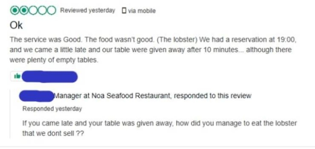 Restaurants Reply To Bad Reviews (20 pics)