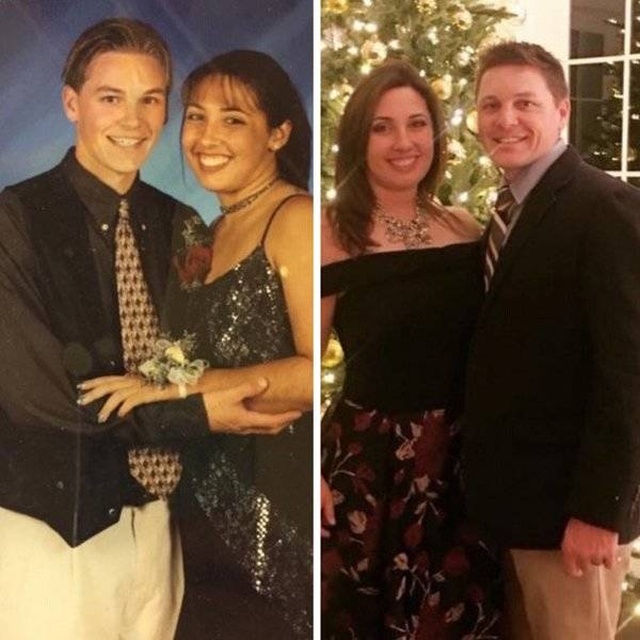 Couples Compare Their Current Photos To Their High School Photos (22 pics)