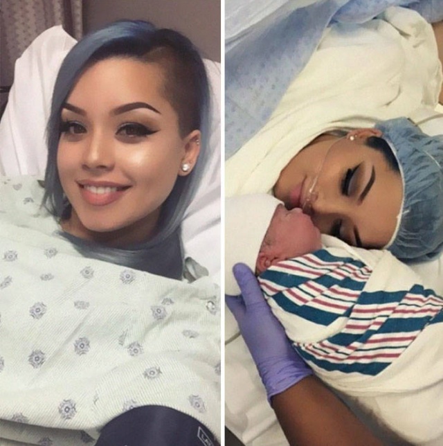 Mothers Applying Makeup Before They Give Birth (15 pics)