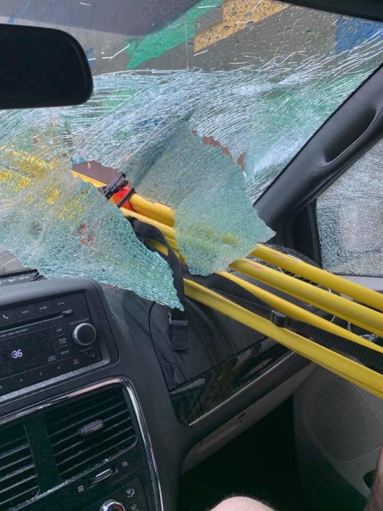 Metal Tripod Thrown Off A Motorway Bridge In California (5 pics)