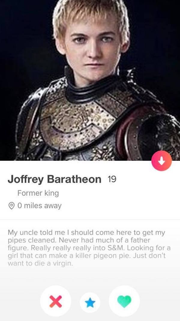 Game of Thrones Tinder Profiles (23 pics)