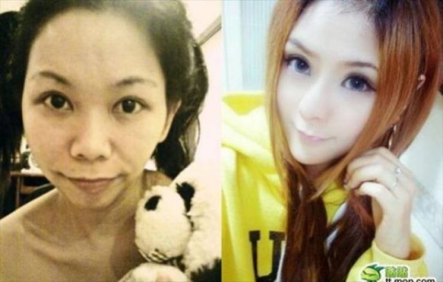 Asian Girls With And Without Their Makeup (71 pics)