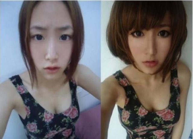 Asian Girls With And Without Their Makeup (71 pics)