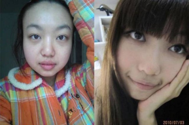 Asian Girls With And Without Their Makeup (71 pics)