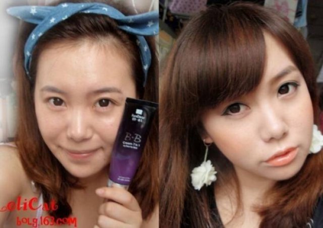 Asian Girls With And Without Their Makeup (71 pics)