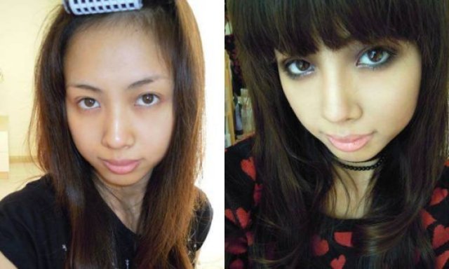 Asian Girls With And Without Their Makeup (71 pics)