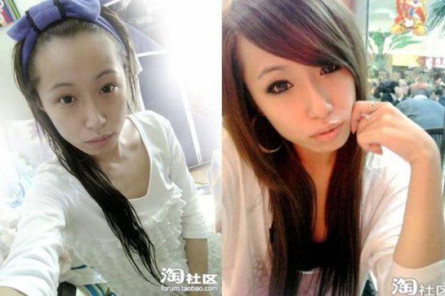 Asian Girls With And Without Their Makeup (71 pics)