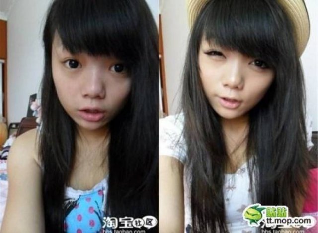 Asian Girls With And Without Their Makeup (71 pics)