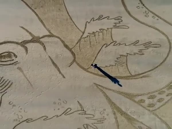 A Giant Leviathan Sand Mural