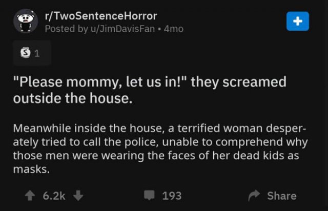 A Horror Story In Two Sentences. And It's Really Creepy (30 pics)