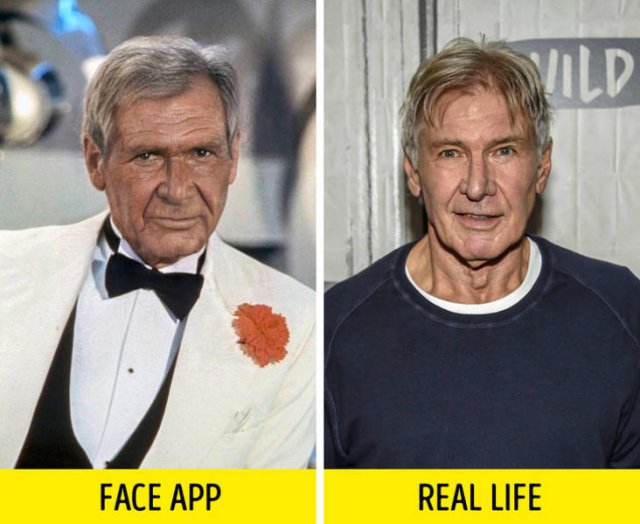 FaceApp “Old Filter” Added To Retro Photos Of Celebs Vs Real Photos Of Celebrities (15 pics)