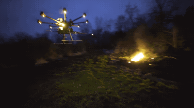 Awesome Flame-thrower Drones (8 gifs)