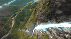 Fly From Top To Bottom Of Norway’s Gudvangen Waterfall (5 GIFs + Video)