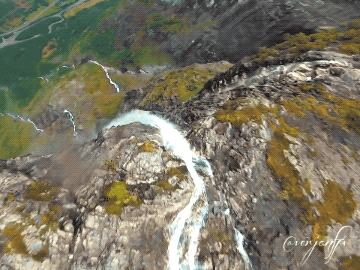 Fly From Top To Bottom Of Norway’s Gudvangen Waterfall (5 GIFs + Video)