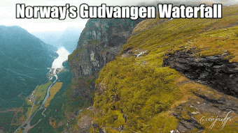 Fly From Top To Bottom Of Norway’s Gudvangen Waterfall (5 GIFs + Video)