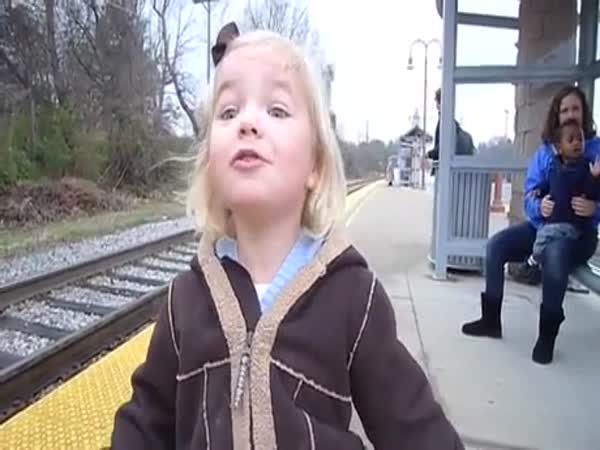 Little Girl Sees Train For The First Time