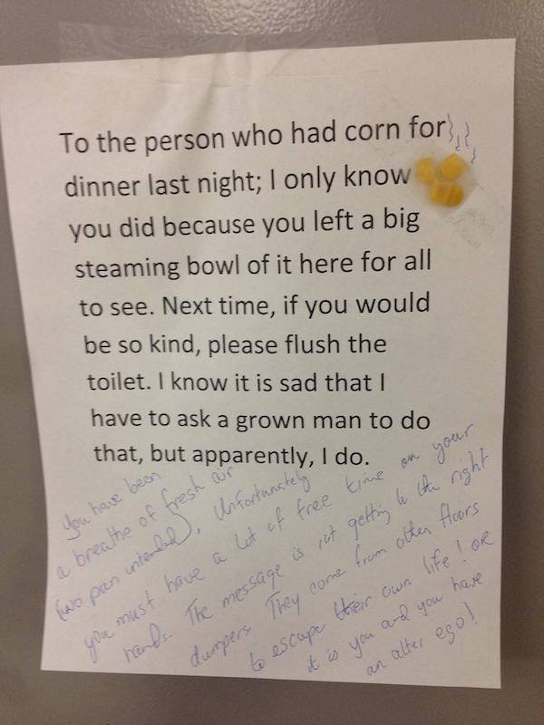 Passive Aggressive Bathroom Notes (31 pics)