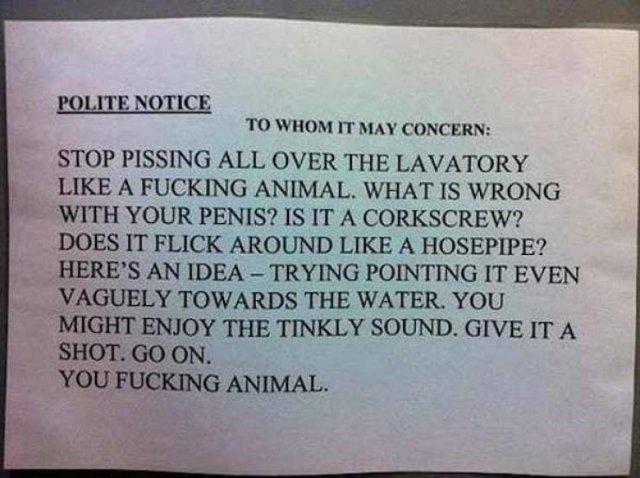 Passive Aggressive Bathroom Notes (31 pics)