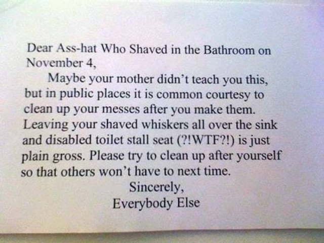 Passive Aggressive Bathroom Notes (31 pics)