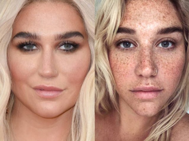Famous Women With And Without Makeup (24 pics)