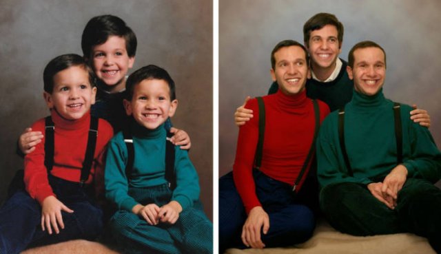 Then And Now: People Recreate Their Childhood Photos (22 pics) Then And Now: People Recreate Their Childhood Photos (22 pics)
