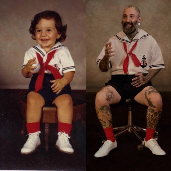 Then And Now: People Recreate Their Childhood Photos (22 pics) Then And Now: People Recreate Their Childhood Photos (22 pics)