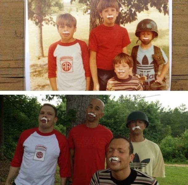 Then And Now: People Recreate Their Childhood Photos (22 pics) Then And Now: People Recreate Their Childhood Photos (22 pics)