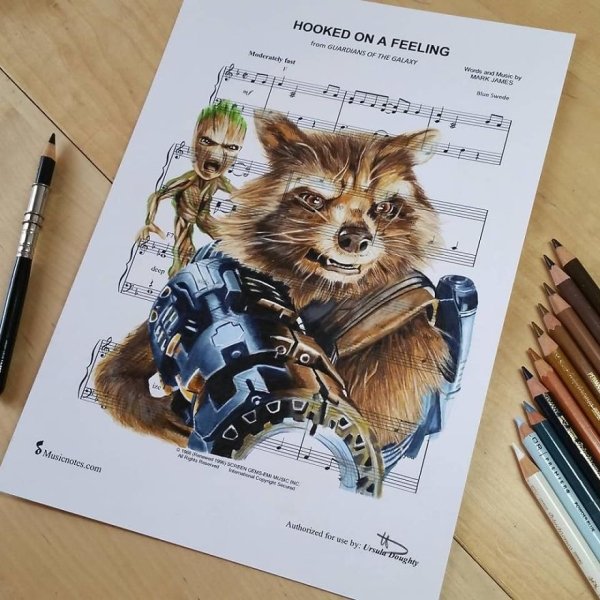 Music Sheet Drawings By Ursula Doughty (32 pics)