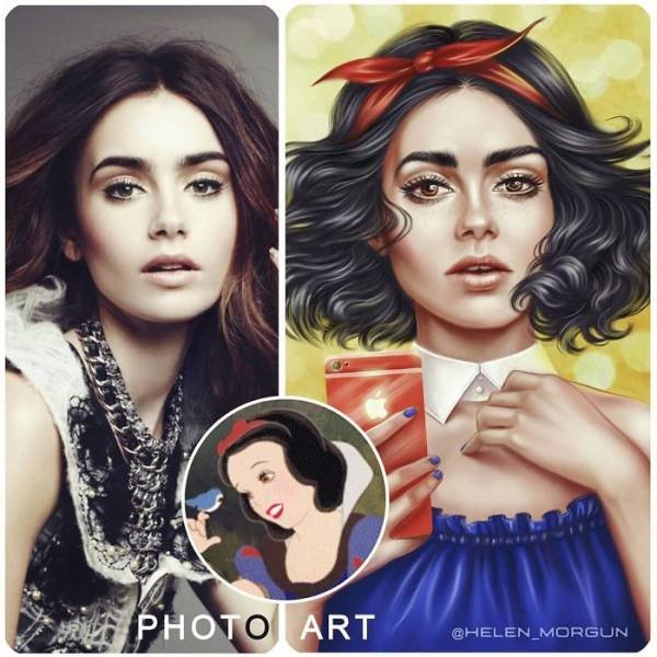 Helen Morgun Shows How Celebs Look If They Are Disney Characters (26 pics)
