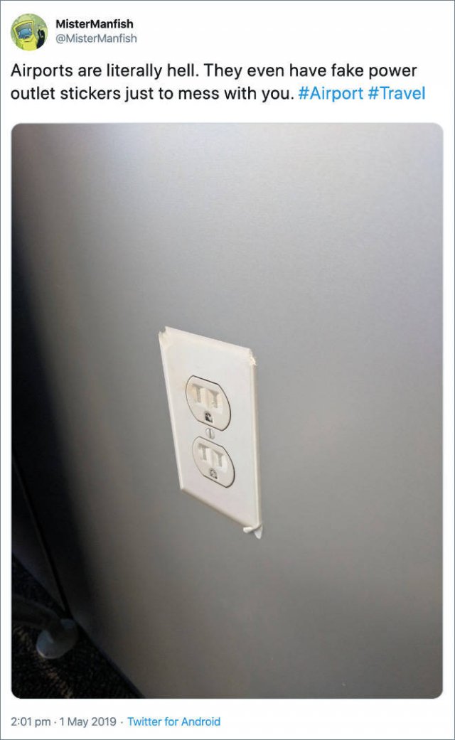 Airport Prank: Fake Power Outlets (20 pics)