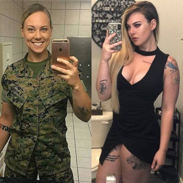 Girls With And Without Uniform (40 pics)