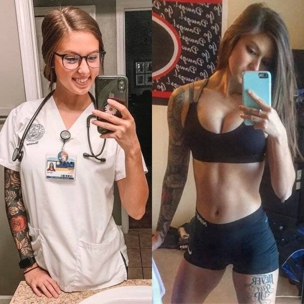 Girls With And Without Uniform (40 pics)