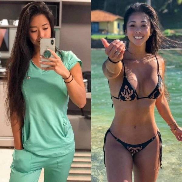 Girls With And Without Uniform (40 pics)