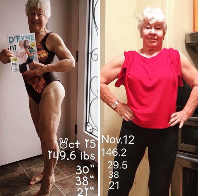 Then And Now: Granny Transformed Her Body (24 pics)