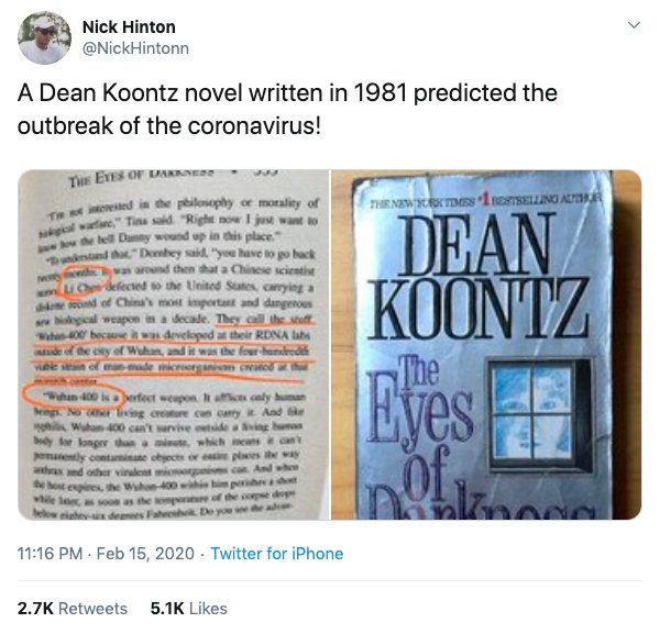 Dean Koontz's 1981 Novel: Possible Coronavirus Prediction (5 pics)