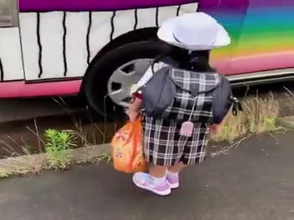 One Of The Japanese Children Goes To School During This Pandemic