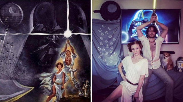 This Couple Recreates Famous Movies And TV Series Scenes And Posters (29 pics)